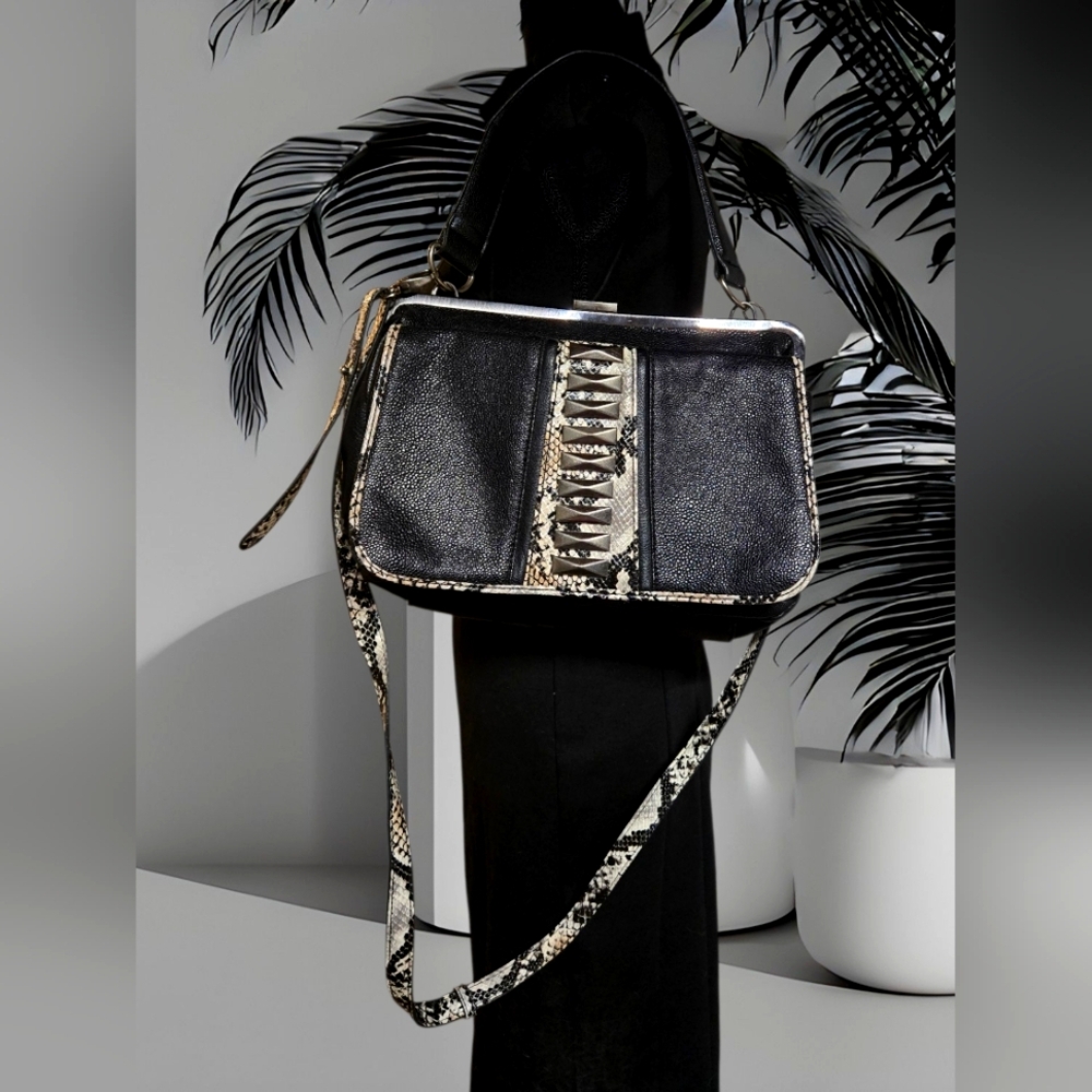 Jessica Simpson Snakeprint Black Gray Beige Bag